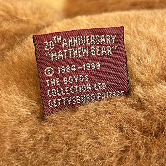 Boyds Bears Limited Edition 20th Anniversary Matthew Bear w/ Australian Wool Fur - Picture 7 of 10